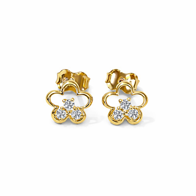 Imagen 1 del producto Aros Oro Amarillo 18kt Flor Circonita