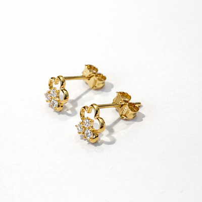 Imagen 2 del producto Aros Oro Amarillo 18kt Flor Circonita