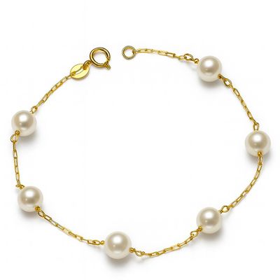 Pulsera Oro Amarillo 18Kt Perlas Cultivadas 5mm