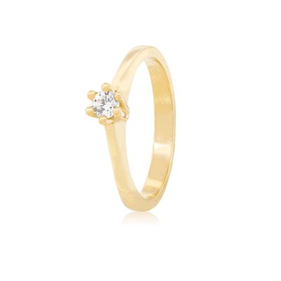 Anillo Compromiso de Oro 18kt Solitario Circón 6 grifas.