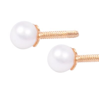 Imagen 2 del producto Aros de Oro Amarillo 18kt Perla Cultivada Sin Grifa 3,5mm