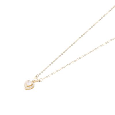 Collar Revestido en Oro 18kt Corazón con Circonita
