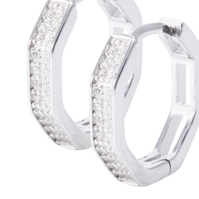 Imagen 2 del producto Aros de Plata Esterlina Argollas Circón Rectangular