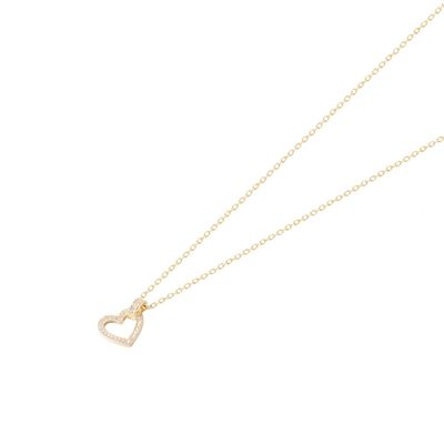 Collar Revestido en Oro 18kt Corazón Brillante y Circonita