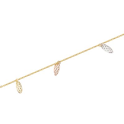Imagen 2 del producto Tobilleras de Oro 18kt Modelo Hojitas Colgantes