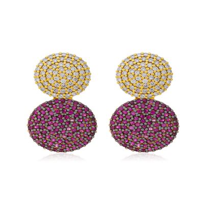 Imagen 1 del producto Aros Oro Amarillo 18Kt Diamantes y Rubi