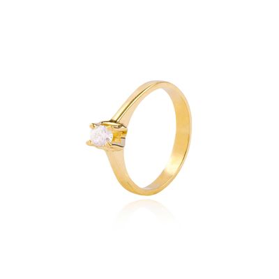 Anillo Compromiso de Oro 18Kt Solitario Circón 4mm