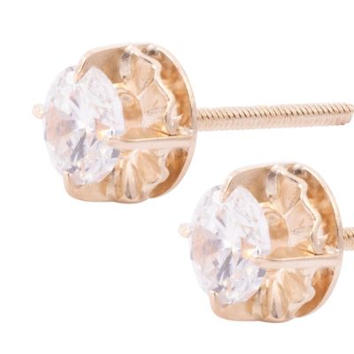 Imagen 2 del producto Aros Oro Miel 18kt Chatón 5mm