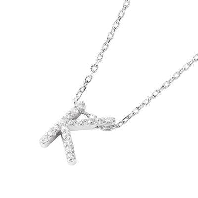 Collar de Plata Esterlina 925 Letra K Circon