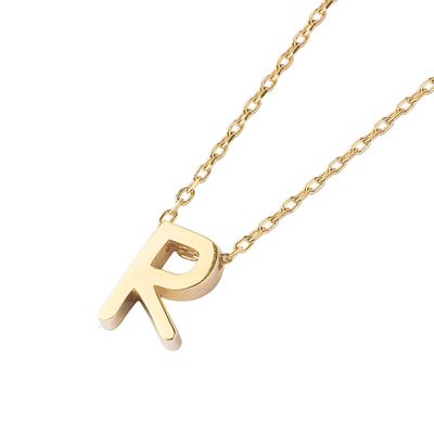 Collar de Plata Esterlina 925 Letra R Revestido en Oro 18kt