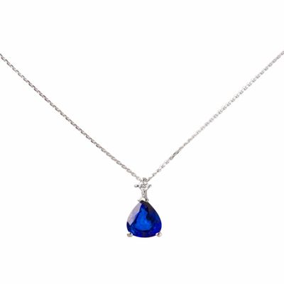 Collar Oro Blanco 18kt Diamantes 2Pts y 1,14 Quilates Zafiro