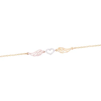Imagen 2 del producto Pulsera Oro Bicolor 18kt Corazón y Alas