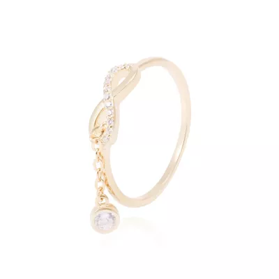 Anillo Revestido en Oro 18kt Infinito Circonita y Cadena