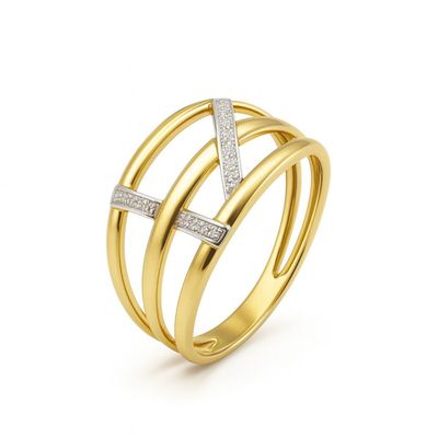 Anillo Oro Amarillo 18kt Triada Bicolor