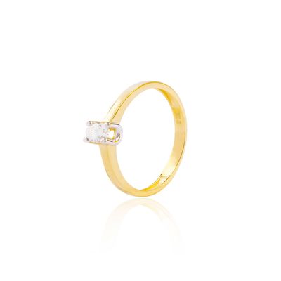 Anillo Compromiso de Oro 18Kt Solitario Bicolor Circonita