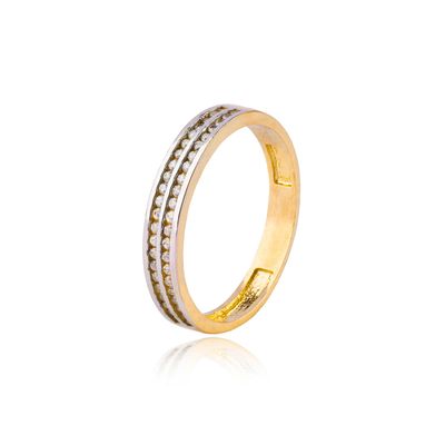 Anillo Compromiso de Oro 18Kt Doble Riel Cintillo Circonita