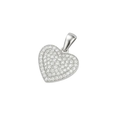 Colgante de Plata Esterlina 925 Corazón Pave con Circonita