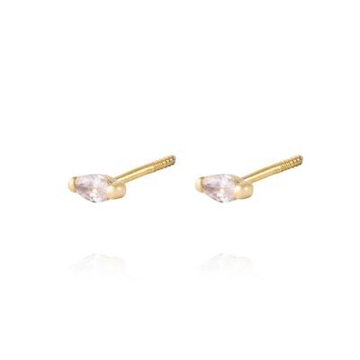Aros de Oro 18kt Modelo Mini circón Ovalado