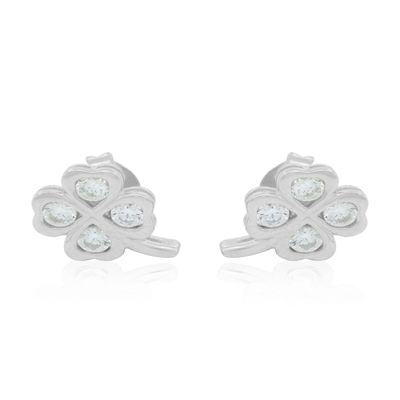 Aros de Plata Esterlina 925 Trebol Circon