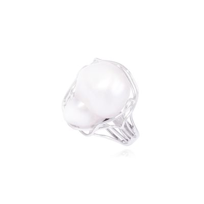 Anillo Oro Blanco 18kt Perla Nácar