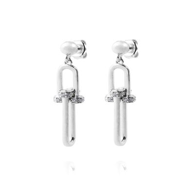 Aros de Plata Esterlina 925 Eslabones Circon