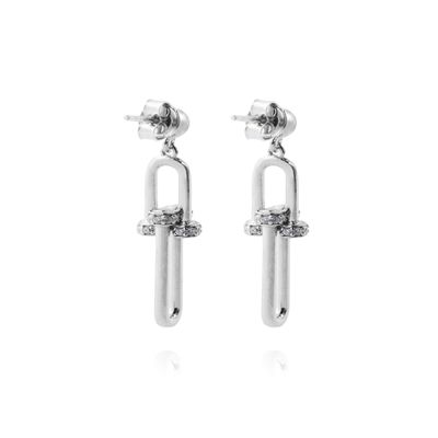 Imagen 2 del producto Aros de Plata Esterlina 925 Eslabones Circon