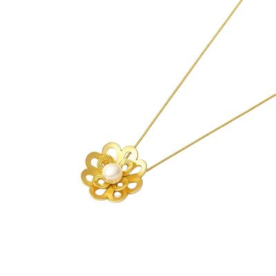 Imagen 2 del producto Collar Oro Amarillo 18kt Flor- Perla Central 5MM