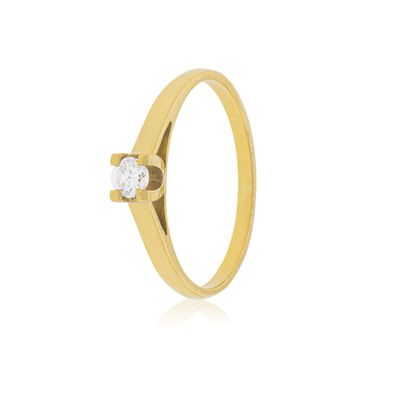 Anillo Compromiso Oro Amarillo 18kt Nápoles 1x6ptos Diamante