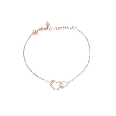 Pulsera Plata Esterlina 925 Corazón Rose Revestido Oro 18kt