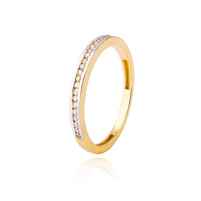 Anillo Compromiso de Oro 18Kt Medio Cintillo Riel AUB