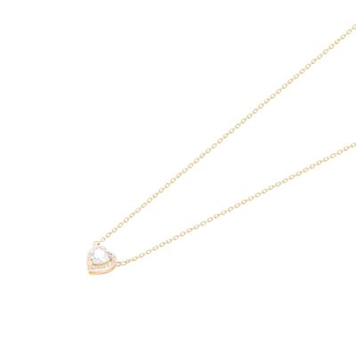 Collar Revestido en Oro 18kt Corazón Circonita