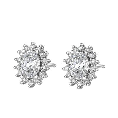 Imagen 2 del producto Aros de Plata Esterlina 925 Circonita Ovalada Central