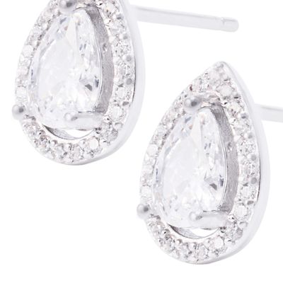 Imagen 2 del producto Aros de Plata Esterlina Gotas de Agua Circonita Grande