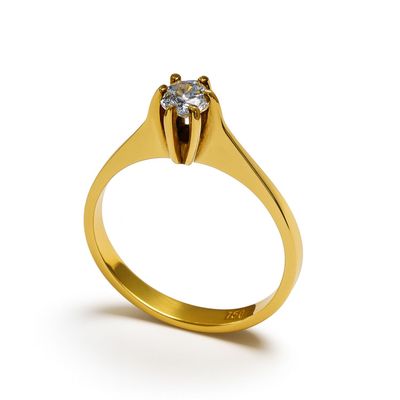 Anillo Oro Amarillo 18Kt Solitario Circonita