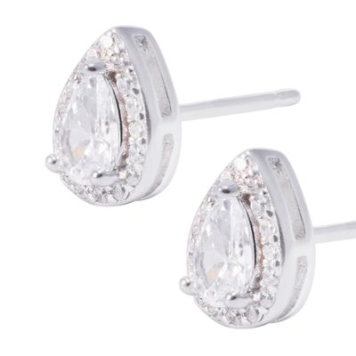 Imagen 2 del producto Aros de Plata Esterlina Gota de Agua con Circonita