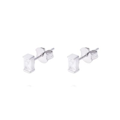 Aros de Plata Esterlina Rectangular con Circonita Pequeño