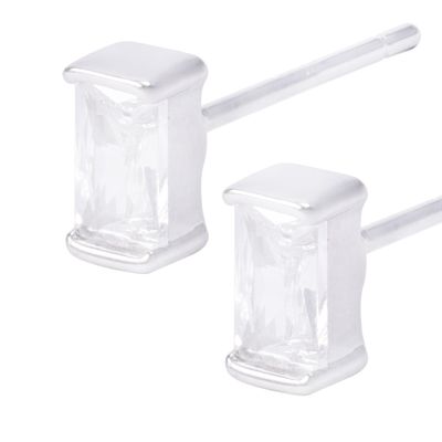 Imagen 2 del producto Aros de Plata Esterlina Rectangular con Circonita Pequeño