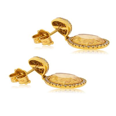 Imagen 2 del producto Aros Oro Amarillo 18kt Diamantes y Topacio