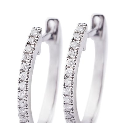 Imagen 2 del producto Aros de Oro Blanco 18kt con Diamantes Oval 16pts total SI/H