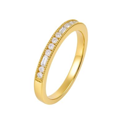 Anillo Revestido en Oro 18kt Cintillo Baguette con Circonita