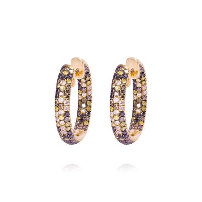 Aros Oro Amarillo 18kt Argollas Diamantes 2,21 Qlts