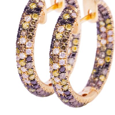 Imagen 2 del producto Aros Oro Amarillo 18kt Argollas Diamantes 2,21 Qlts