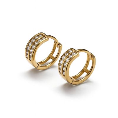 Aros Oro Amarillo 18kt Argollas Circonita