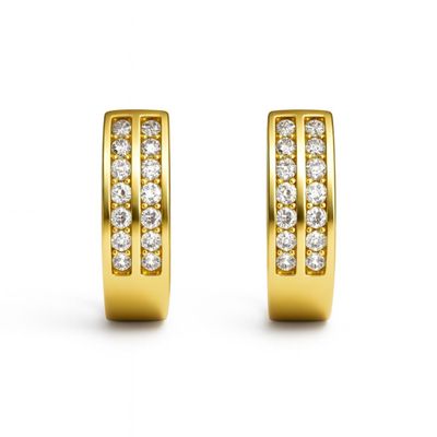 Imagen 2 del producto Aros Oro Amarillo 18kt Argollas Circonita