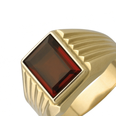 Imagen 2 del producto Anillo Oro 18kt Sello Rectangular Ranurado Circonita