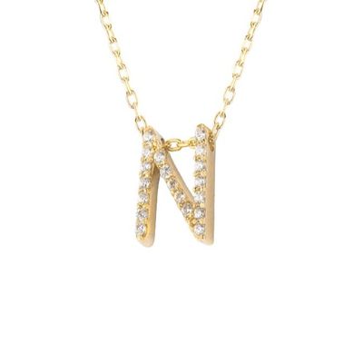 Imagen 2 del producto Collar Plata  925 Letra N Circon Revestido en Oro 18kt