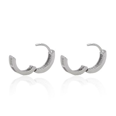 Imagen 2 del producto Aros de Oro Blanco 18kt Argollas Circonita 1047