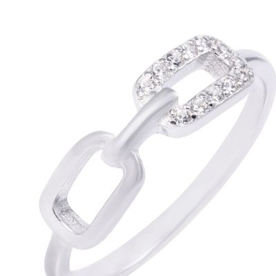 Imagen 2 del producto Anillo de Plata Esterlina Dos Eslabones Circonita