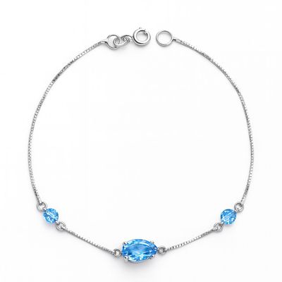 Imagen 1 del producto Pulsera Oro Blanco 18Kt Agua Marina