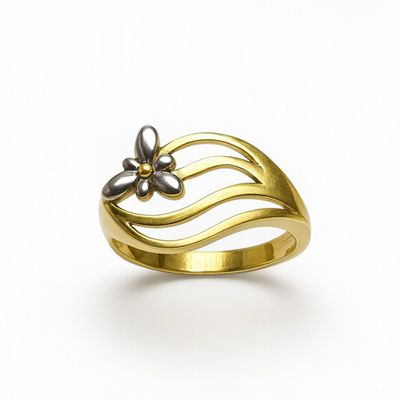 Imagen 2 del producto Anillo Oro Amarillo 18kt Flor Bicolor
